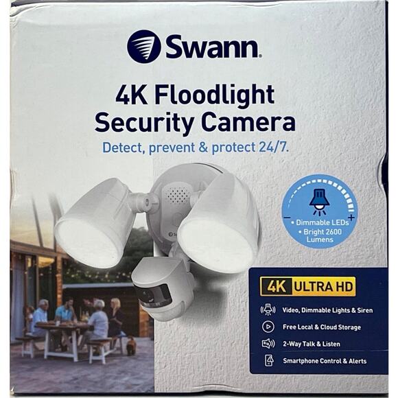Swann Outdoor 4K Floodlight Security Surveillance Camera SWIFI-4KFLOCAM-US - Picture 1 of 6